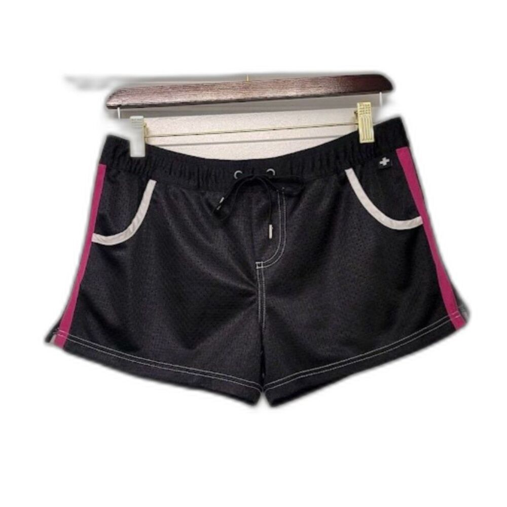 Andrew Christian Black Mesh Short Shorts Pink Stripe Piping Club Pride Mens L